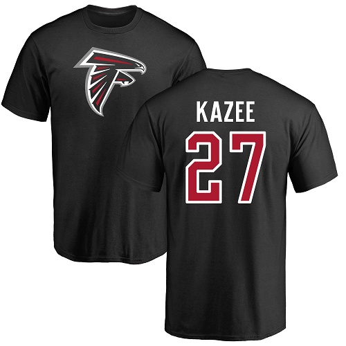 Atlanta Falcons Men Black Damontae Kazee Name And Number Logo NFL Football #27 T Shirt->atlanta falcons->NFL Jersey